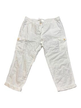 🌴 J.Crew White Drawstring Cargo Pants – Size 10 | Relaxed Beachy Style 🌴